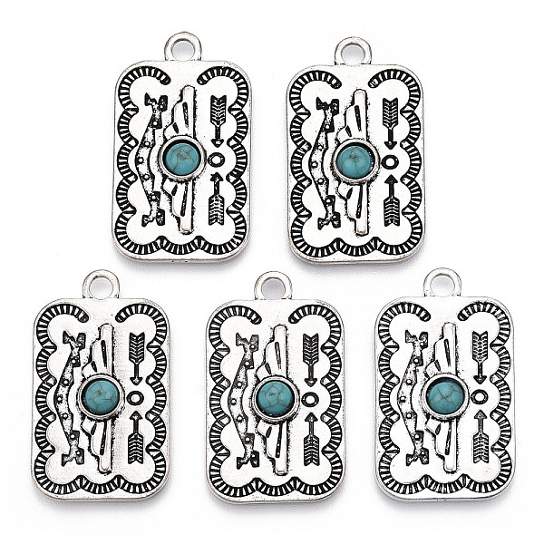 PandaHall Synthetic Turquoise Pendants, with Alloy Findings, Rectangle Charms, Antique Silver, 40.5x23.5x5mm, Hole: 3.8mm Synthetic..., Green
PandaHall Synthetic Turquoise Pendants, with Alloy Findings, Rectangle Charms, Antique Silver, 40.5x23.5x5mm, Hole: 3.8mm Synthetic..., Green