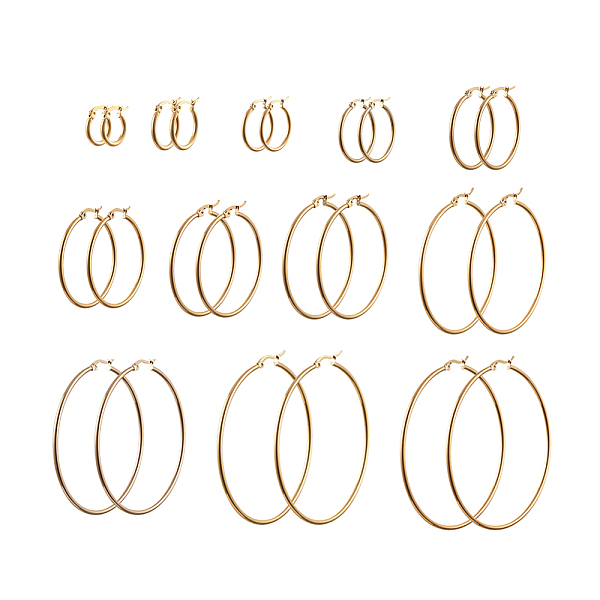 PandaHall 304 Stainless Steel Hoop Earrings, Huggie Hoop Earrings for Women, Round Ring, Golden, 12 Gauge, 15x2mm, 20x2mm, 23~25x2mm, 30x2mm...
PandaHall 304 Stainless Steel Hoop Earrings, Huggie Hoop Earrings for Women, Round Ring, Golden, 12 Gauge, 15x2mm, 20x2mm, 23~25x2mm, 30x2mm...