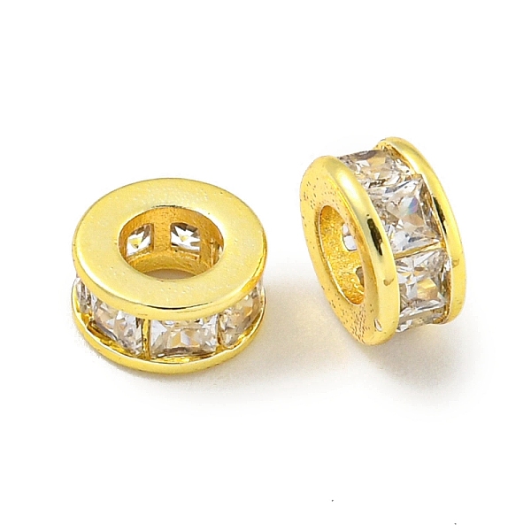 PandaHall Brass Cubic Zirconia Spacer Beads, Long-Lasting Plated, Lead Free & Cadmium Free, Flat Round, Real 18K Gold Plated, 5.8x3mm, Hole..., Clear
PandaHall Brass Cubic Zirconia Spacer Beads, Long-Lasting Plated, Lead Free & Cadmium Free, Flat Round, Real 18K Gold Plated, 5.8x3mm, Hole..., Clear