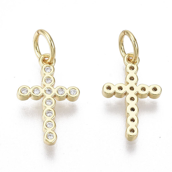 PandaHall Brass Micro Pave Cubic Zirconia Tiny Cross Charms, with Jump Ring, Nickel Free, Clear, Real 18K Gold Plated, 14x8.5x1.5mm, Hole...
PandaHall Brass Micro Pave Cubic Zirconia Tiny Cross Charms, with Jump Ring, Nickel Free, Clear, Real 18K Gold Plated, 14x8.5x1.5mm, Hole...