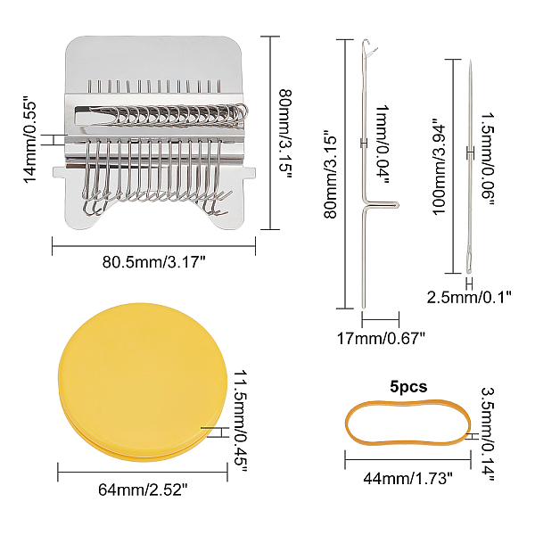 PandaHall Minitype Knitting Machine Tool Set, including 201 Stainless Steel Loom, Flat Round Plastic Plate, Rubber Elastic Band, Crochet..., Yellow
PandaHall Minitype Knitting Machine Tool Set, including 201 Stainless Steel Loom, Flat Round Plastic Plate, Rubber Elastic Band, Crochet..., Yellow