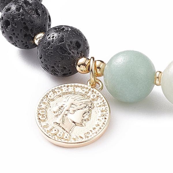 PandaHall Round Natural Flower Amazonite & Lava Rock Stretch Bracelets with Brass Coin, Essential Oil Gemstone Jewelry for Women, Inner...
PandaHall Round Natural Flower Amazonite & Lava Rock Stretch Bracelets with Brass Coin, Essential Oil Gemstone Jewelry for Women, Inner...