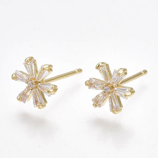 PandaHall Brass Cubic Zirconia Stud Earrings, Flower, Clear, Real 18K Gold Plated, 9x8mm, Pin: 0.7mm Cubic Zirconia Clear
PandaHall Brass Cubic Zirconia Stud Earrings, Flower, Clear, Real 18K Gold Plated, 9x8mm, Pin: 0.7mm Cubic Zirconia Clear