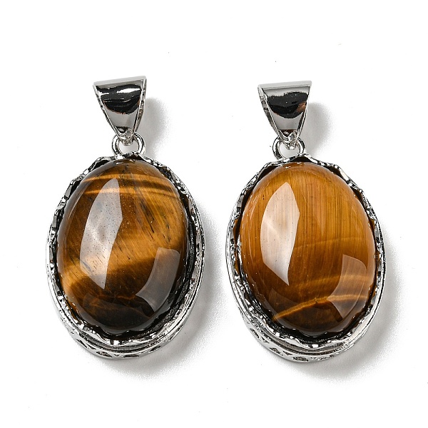 PandaHall Natural Tiger Eye Pendants, Platinum Plated Alloy Oval Charms, 33x21.5x10~11mm, Hole: 8x6mm Tiger Eye Oval
PandaHall Natural Tiger Eye Pendants, Platinum Plated Alloy Oval Charms, 33x21.5x10~11mm, Hole: 8x6mm Tiger Eye Oval