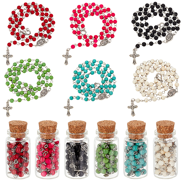 PandaHall 6Pcs 6 Color Round Synthetic Turquoise Rosary Bead Necklaces Set, Antique Silver Alloy Cross & Virgin Pendant Necklaces for Women..., Multicolor
PandaHall 6Pcs 6 Color Round Synthetic Turquoise Rosary Bead Necklaces Set, Antique Silver Alloy Cross & Virgin Pendant Necklaces for Women..., Multicolor