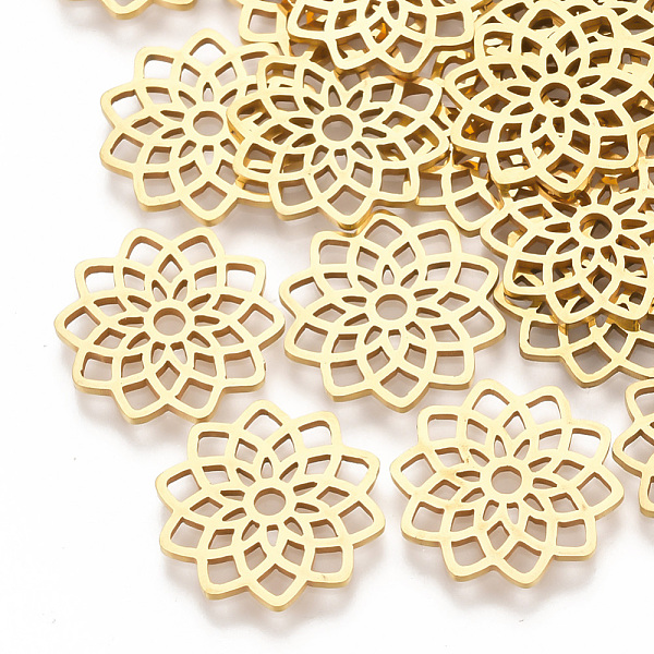 PandaHall 304 Stainless Steel Filigree Joiners Links, Laser Cut Links, Flower, Golden, 16.5x16x1mm 304 Stainless Steel Flower
PandaHall 304 Stainless Steel Filigree Joiners Links, Laser Cut Links, Flower, Golden, 16.5x16x1mm 304 Stainless Steel Flower