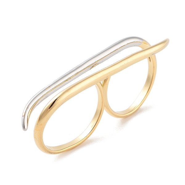 PandaHall Brass Open Cuff Ring, Double Finger Ring for Women, Real 18K Gold Plated & Platinum, Inner Diameter: 18~20mm Brass
PandaHall Brass Open Cuff Ring, Double Finger Ring for Women, Real 18K Gold Plated & Platinum, Inner Diameter: 18~20mm Brass