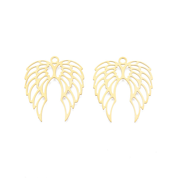 PandaHall 201 Stainless Steel Pendants, Etched Metal Embellishments, Wing, Real 18K Gold Plated, 40x33x0.3mm, Hole: 3mm 201 Stainless Steel...
PandaHall 201 Stainless Steel Pendants, Etched Metal Embellishments, Wing, Real 18K Gold Plated, 40x33x0.3mm, Hole: 3mm 201 Stainless Steel...