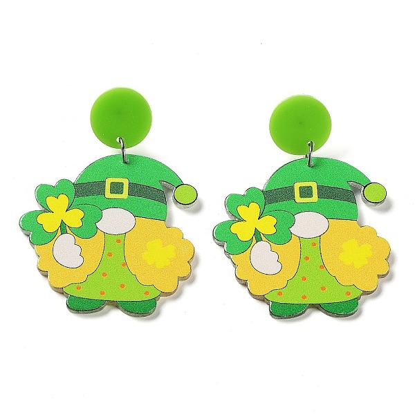 PandaHall Saint Patrick's Day Sparkling Acrylic Dangle Stud Earrings, Gnome, Lime Green, 62.5x43.5mm Acrylic Gnome
PandaHall Saint Patrick's Day Sparkling Acrylic Dangle Stud Earrings, Gnome, Lime Green, 62.5x43.5mm Acrylic Gnome