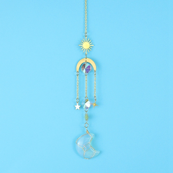 PandaHall Opalite Moon Sun Catcher Hanging Ornaments, with Brass Star & Sun, for Home, Garden Decoration, 400mm Opalite Moon
PandaHall Opalite Moon Sun Catcher Hanging Ornaments, with Brass Star & Sun, for Home, Garden Decoration, 400mm Opalite Moon