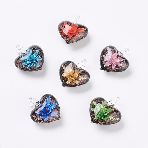 PandaHall Handmade Lampwork Pendants, Inner Flower, Heart, Mixed Color, 38x33x16mm, Hole: 6x6mm Lampwork Heart Multicolor
PandaHall Handmade Lampwork Pendants, Inner Flower, Heart, Mixed Color, 38x33x16mm, Hole: 6x6mm Lampwork Heart Multicolor