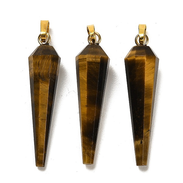 PandaHall Natural Tiger Eye Pointed Pendants, Faceted Cone Charms with Golden Plated Barss Snap on Bails, 35~35.5x8~8.5mm, Hole: 6.5x4mm...
PandaHall Natural Tiger Eye Pointed Pendants, Faceted Cone Charms with Golden Plated Barss Snap on Bails, 35~35.5x8~8.5mm, Hole: 6.5x4mm...