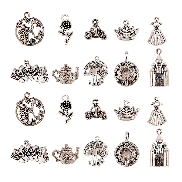 PandaHall 100Pcs 10 Styles Fairy Tales Theme Tibetan Style Alloy Pendants, Rabbit with Clock & Teapot & Mushroom & Crown & Castle & Pumpkin...
PandaHall 100Pcs 10 Styles Fairy Tales Theme Tibetan Style Alloy Pendants, Rabbit with Clock & Teapot & Mushroom & Crown & Castle & Pumpkin...