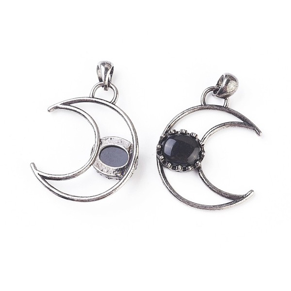 PandaHall Natural Obsidian Pendants, with Brass Findings, Moon, Antique Silver, 38~38.5x30~31x6~7mm, Hole: 5x7mm Obsidian Moon Black
PandaHall Natural Obsidian Pendants, with Brass Findings, Moon, Antique Silver, 38~38.5x30~31x6~7mm, Hole: 5x7mm Obsidian Moon Black