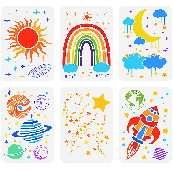 PandaHall FINGERINSPIRE 6PCS Space Painting Stencil 11.7x8.3 inch Plastic PET Galaxy Planets Craft Stencil Reusable Sun Moon Star Drawing...
PandaHall FINGERINSPIRE 6PCS Space Painting Stencil 11.7x8.3 inch Plastic PET Galaxy Planets Craft Stencil Reusable Sun Moon Star Drawing...