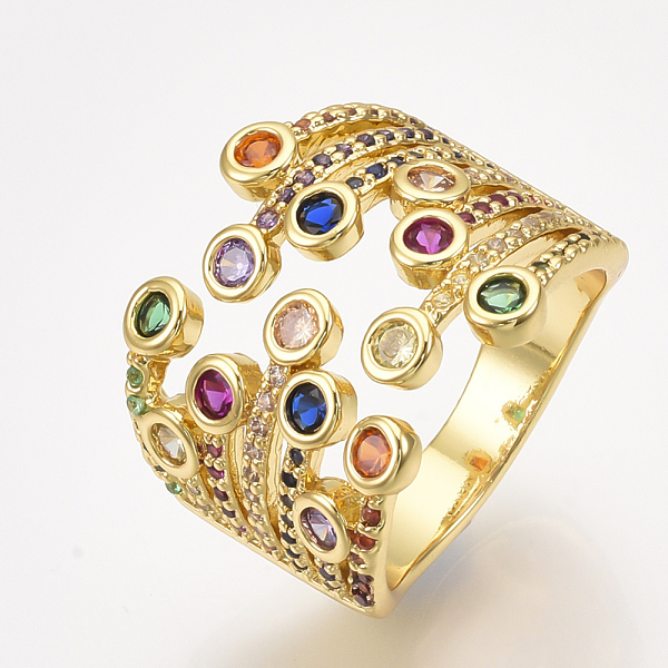 PandaHall Brass Micro Pave Cubic Zirconia Cuff Rings, Open Rings, Colorful, US Size 7 1/4(17.5mm) Brass+Cubic Zirconia
PandaHall Brass Micro Pave Cubic Zirconia Cuff Rings, Open Rings, Colorful, US Size 7 1/4(17.5mm) Brass+Cubic Zirconia