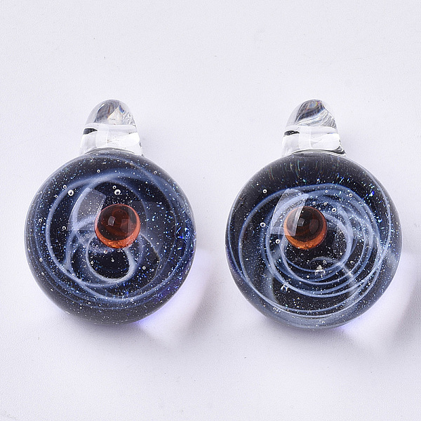 PandaHall Handmade Lampwork Pendants, Bead in Bead Pendants, Round with Starry Sky, Blue, 28.5~30x20~21x19~20mm, Hole: 3~4mm Lampwork Round...
PandaHall Handmade Lampwork Pendants, Bead in Bead Pendants, Round with Starry Sky, Blue, 28.5~30x20~21x19~20mm, Hole: 3~4mm Lampwork Round...