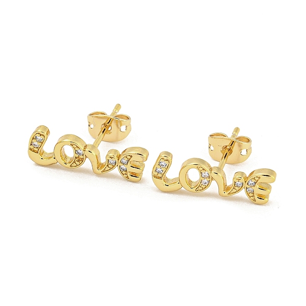 PandaHall Brass Micro Pave Cubic Zirconia Ear Studs, Love, 18x5.5mm Brass Word
PandaHall Brass Micro Pave Cubic Zirconia Ear Studs, Love, 18x5.5mm Brass Word