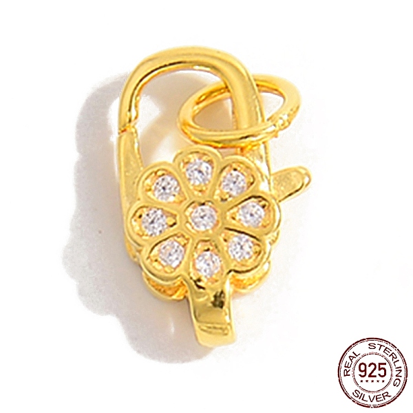 PandaHall 925 Sterling Silver Micro Pave Cubic Zirconia Lobster Claw Clasps, with Jump Ring, Flower, Real 18K Gold Plated, 12x7.5x3.5mm..., Clear
PandaHall 925 Sterling Silver Micro Pave Cubic Zirconia Lobster Claw Clasps, with Jump Ring, Flower, Real 18K Gold Plated, 12x7.5x3.5mm..., Clear