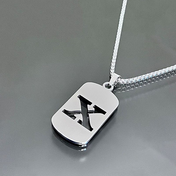 PandaHall Titanium Steel Box Chain Necklaces, Rectangle with Letter X Pendant Necklaces Stainless Steel Letter X
PandaHall Titanium Steel Box Chain Necklaces, Rectangle with Letter X Pendant Necklaces Stainless Steel Letter X