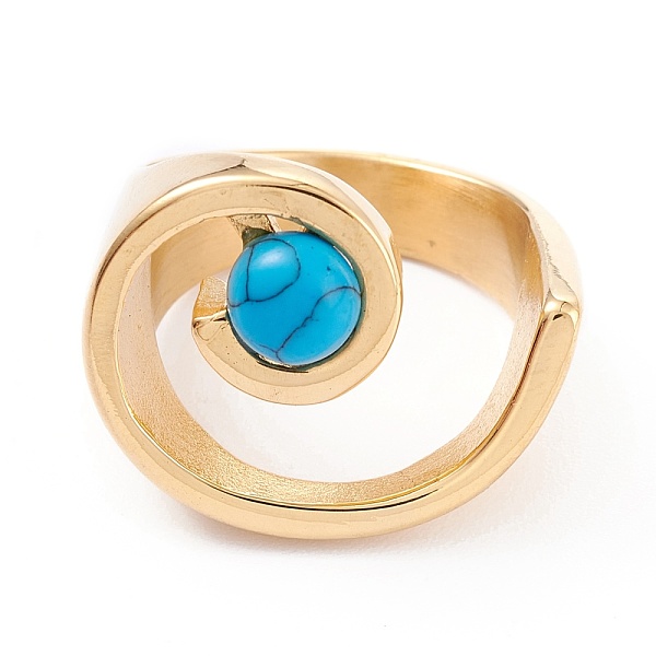 PandaHall Ion Plating(IP) 304 Stainless Steel Finger Rings, with Synthetic Turquoise Round Beads, Golden, Size 7, 5.5mm, Inner Diameter...
PandaHall Ion Plating(IP) 304 Stainless Steel Finger Rings, with Synthetic Turquoise Round Beads, Golden, Size 7, 5.5mm, Inner Diameter...