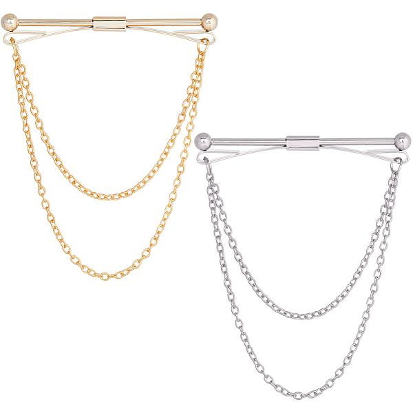 PandaHall Gorgecraft 2Pcs 2 Colors Brass Hanging Chains Collar Pins Tie Clips, Cardigan Clips for Men Women, Platinum & Golden, 70x59.5mm...
PandaHall Gorgecraft 2Pcs 2 Colors Brass Hanging Chains Collar Pins Tie Clips, Cardigan Clips for Men Women, Platinum & Golden, 70x59.5mm...