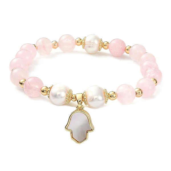 PandaHall Natural Rose Quartz & Pearl Beaded Stretch Bracelet, Natural Shell Hamsa Hand Charms Adjustable Bracelet for Women, Inner Diameter...
PandaHall Natural Rose Quartz & Pearl Beaded Stretch Bracelet, Natural Shell Hamsa Hand Charms Adjustable Bracelet for Women, Inner Diameter...