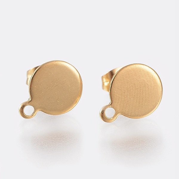 PandaHall Ion Plating(IP) 304 Stainless Steel Stud Earring Findings, with Loop and Flat Plate, Flat Round, Golden, 12.5x10x0.8~1mm, Hole...
PandaHall Ion Plating(IP) 304 Stainless Steel Stud Earring Findings, with Loop and Flat Plate, Flat Round, Golden, 12.5x10x0.8~1mm, Hole...