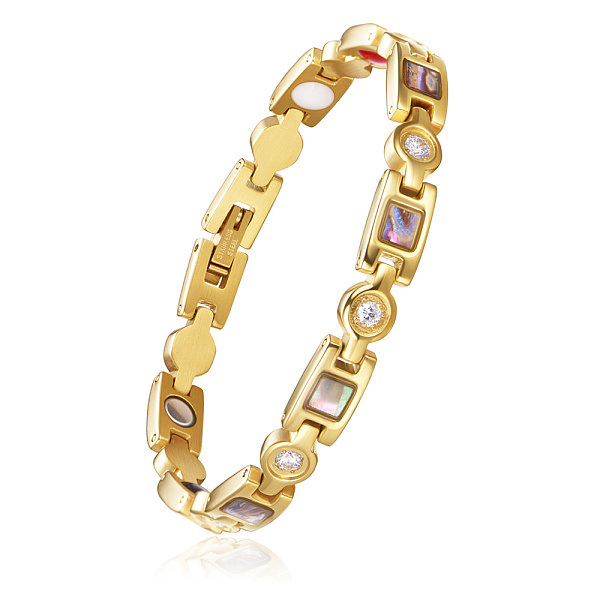 PandaHall SHEGRACE Stainless Steel Panther Chain Watch Band Bracelets, with Rhinestone and Shell, Golden, 7-5/8 inch(19.5cm) Rhinestone
PandaHall SHEGRACE Stainless Steel Panther Chain Watch Band Bracelets, with Rhinestone and Shell, Golden, 7-5/8 inch(19.5cm) Rhinestone