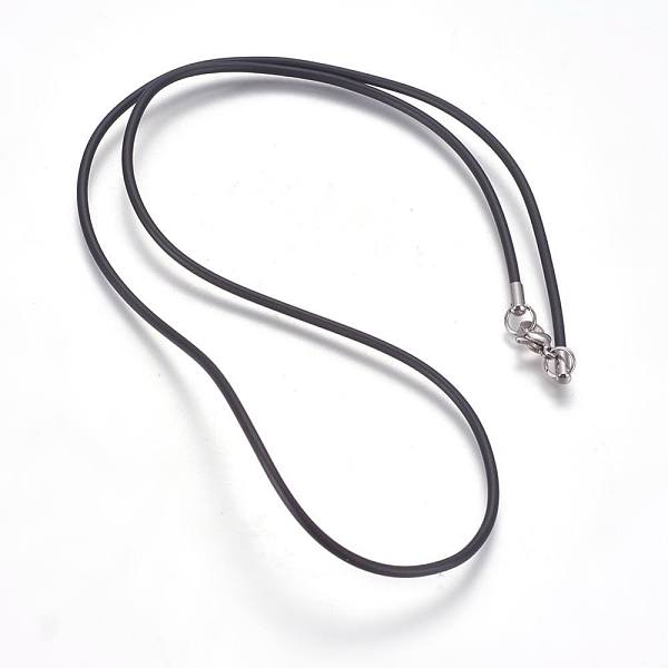 PandaHall Rubber Cord Necklaces Making, with 304 Stainless Steel Lobster Claw Clasps, Black, 22.2 inch(56.5cm), 2mm Synthetic Rubber Black
PandaHall Rubber Cord Necklaces Making, with 304 Stainless Steel Lobster Claw Clasps, Black, 22.2 inch(56.5cm), 2mm Synthetic Rubber Black