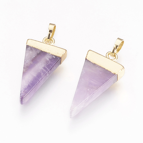 PandaHall Natural Amethyst Pendants, with Brass Findings, Triangle, Golden, 27~29x12~13x4~5mm, Hole: 4x6mm Amethyst Triangle
PandaHall Natural Amethyst Pendants, with Brass Findings, Triangle, Golden, 27~29x12~13x4~5mm, Hole: 4x6mm Amethyst Triangle