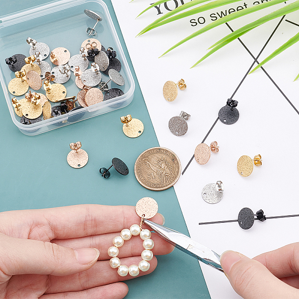 PandaHall DICOSMETIC 40Pcs 4 Colors 12mm Stainless Steel Textured Flat Round Stud Earrings Findings with Ear Nuts Disc Studs Earrings Matte...
PandaHall DICOSMETIC 40Pcs 4 Colors 12mm Stainless Steel Textured Flat Round Stud Earrings Findings with Ear Nuts Disc Studs Earrings Matte...