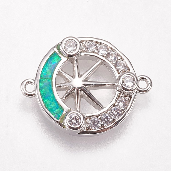 PandaHall Brass Micro Pave Cubic Zirconia Links, with Synthetic Opal, Flat Round with Star, Platinum, Green, 13.5x17.5x2.5mm, Hole: 1mm...
PandaHall Brass Micro Pave Cubic Zirconia Links, with Synthetic Opal, Flat Round with Star, Platinum, Green, 13.5x17.5x2.5mm, Hole: 1mm...