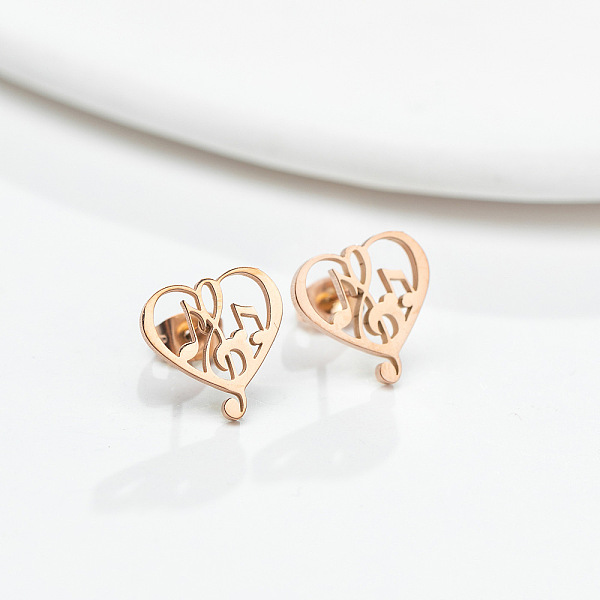 PandaHall 304 Stainless Steel Heart with Music Note Stud Earrings with 316 Stainless Steel Pins for Women, Rose Gold, 13x13mm 304 Stainless...
PandaHall 304 Stainless Steel Heart with Music Note Stud Earrings with 316 Stainless Steel Pins for Women, Rose Gold, 13x13mm 304 Stainless...