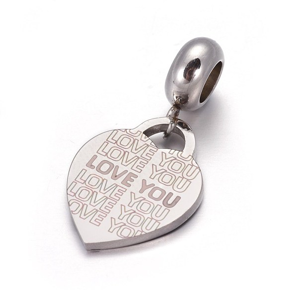 PandaHall 304 Stainless Steel European Dangle Charms, with Enamel, Large Hole Pendants, Heart with Word Love You, For Valentine's Day..., Purple
PandaHall 304 Stainless Steel European Dangle Charms, with Enamel, Large Hole Pendants, Heart with Word Love You, For Valentine's Day..., Purple