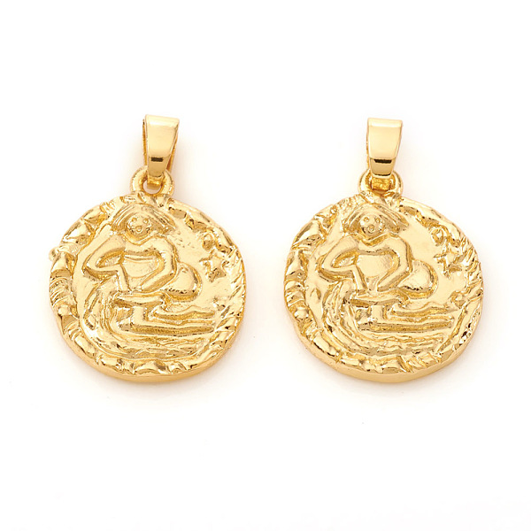 PandaHall Brass Pendants, Textured, Flat Round with Constellation/Zodiac Sign, Real 18K Gold Plated, Aquarius, 16.5x14x2mm, Hole: 5x2.5mm...
PandaHall Brass Pendants, Textured, Flat Round with Constellation/Zodiac Sign, Real 18K Gold Plated, Aquarius, 16.5x14x2mm, Hole: 5x2.5mm...