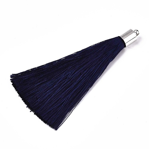 PandaHall Fiber Tassel Big Pendant Decorations, with Platinum Plated Brass Finding, Prussian Blue, 70~73x7~25mm, Hole: 1.8mm Fibre
PandaHall Fiber Tassel Big Pendant Decorations, with Platinum Plated Brass Finding, Prussian Blue, 70~73x7~25mm, Hole: 1.8mm Fibre