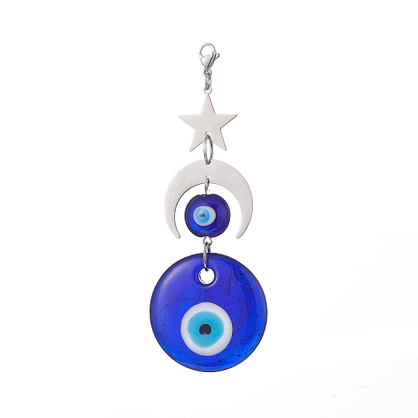PandaHall Handmade Evil Eye Lampwork Pendants Decorations, 201 Stainless Steel Moon Star and Lobster Claw Clasps Charms, Flat Round, 107mm...
PandaHall Handmade Evil Eye Lampwork Pendants Decorations, 201 Stainless Steel Moon Star and Lobster Claw Clasps Charms, Flat Round, 107mm...
