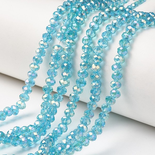 PandaHall Electroplate Transparent Glass Beads Strands, Full Rainbow Plated, Faceted, Rondelle, Cyan, 6x5mm, Hole: 1mm, about...
PandaHall Electroplate Transparent Glass Beads Strands, Full Rainbow Plated, Faceted, Rondelle, Cyan, 6x5mm, Hole: 1mm, about...