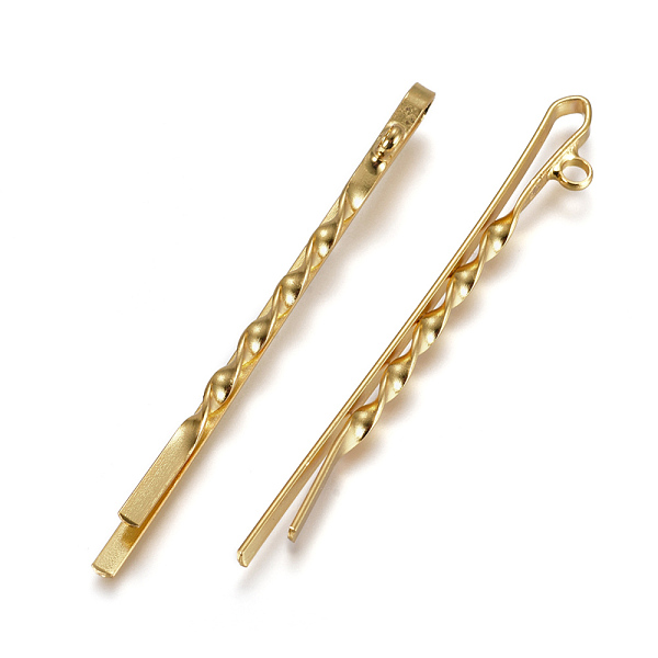 PandaHall Iron Hair Bobby Pin Findings, with Loop, Golden, 55.5x2x3~6mm, Hole: 2mm Iron
PandaHall Iron Hair Bobby Pin Findings, with Loop, Golden, 55.5x2x3~6mm, Hole: 2mm Iron