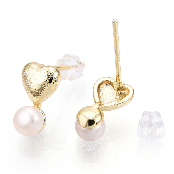 PandaHall Brass Heart & Natural Pearl Stud Earrings, with 925 Sterling Silver Pins, Real 18K Gold Plated, 11x7mm, Pin: 0.8mm Pearl Heart
PandaHall Brass Heart & Natural Pearl Stud Earrings, with 925 Sterling Silver Pins, Real 18K Gold Plated, 11x7mm, Pin: 0.8mm Pearl Heart