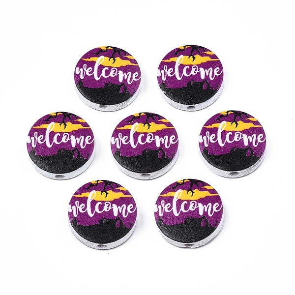 PandaHall Halloween Printed Natural Wood Beads, Flat Round with Word Welcome, Purple, 19~20x5.9mm, Hole: 2~2.2mm Schima Wood Flat Round...
PandaHall Halloween Printed Natural Wood Beads, Flat Round with Word Welcome, Purple, 19~20x5.9mm, Hole: 2~2.2mm Schima Wood Flat Round...