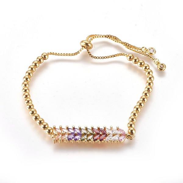 PandaHall Adjustable Brass Cubic Zirconia Slider Bracelets, Bolo Bracelets, with Box Chains and Round Beads, Wheat, Golden, Colorful, 10-1/4...
PandaHall Adjustable Brass Cubic Zirconia Slider Bracelets, Bolo Bracelets, with Box Chains and Round Beads, Wheat, Golden, Colorful, 10-1/4...