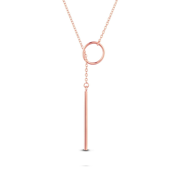 PandaHall SHEGRACE 925 Sterling Silver Lariat Necklace, with Ring and Bar Pendant, Rose Gold, 27.55 inch(699.77mm). Sterling Silver
PandaHall SHEGRACE 925 Sterling Silver Lariat Necklace, with Ring and Bar Pendant, Rose Gold, 27.55 inch(699.77mm). Sterling Silver