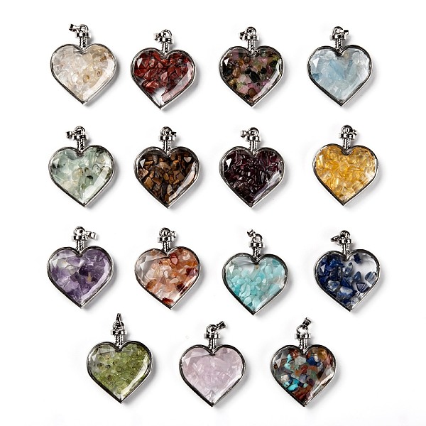 PandaHall Glass Bottle Pendants, with Natural & Synthetic Gemstone Chips and Platinum Plated Alloy Findings, Heart, 40x32.5x11mm, Hole...
PandaHall Glass Bottle Pendants, with Natural & Synthetic Gemstone Chips and Platinum Plated Alloy Findings, Heart, 40x32.5x11mm, Hole...