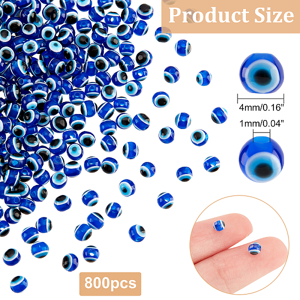 PandaHall 800 Pcs 4mm Resin Evil Eye Beads, Evil Eye Charms Blue Handmade Round Evil Eye Beads Spacer Beads for DIY Necklace Bracelets...
PandaHall 800 Pcs 4mm Resin Evil Eye Beads, Evil Eye Charms Blue Handmade Round Evil Eye Beads Spacer Beads for DIY Necklace Bracelets...