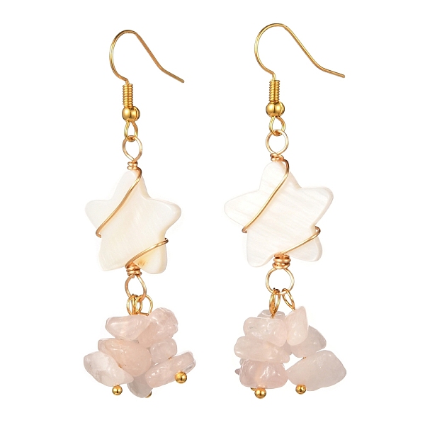 PandaHall Star with Cluster Chip Beads Long Dangle Earrings, Wire Wrap Natural Shell & Rose Quartz Beads Earrings for Girl Women, Golden...
PandaHall Star with Cluster Chip Beads Long Dangle Earrings, Wire Wrap Natural Shell & Rose Quartz Beads Earrings for Girl Women, Golden...