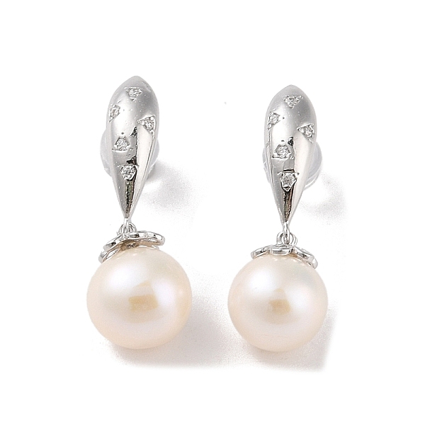 PandaHall Sterling Silver Stud Earrings, with Natural Pearl and Cubic Zirconia, Jewely for Women, Round, 25x9mm Sterling Silver Round
PandaHall Sterling Silver Stud Earrings, with Natural Pearl and Cubic Zirconia, Jewely for Women, Round, 25x9mm Sterling Silver Round