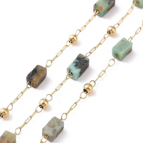 PandaHall Natural African Turquoise(Jasper) Rectangle Beaded Chains, with Golden 304 Stainless Steel Findings, Unwelded, 4~4.5x2~2.5x2~2.5mm...
PandaHall Natural African Turquoise(Jasper) Rectangle Beaded Chains, with Golden 304 Stainless Steel Findings, Unwelded, 4~4.5x2~2.5x2~2.5mm...