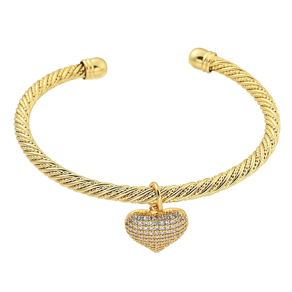 PandaHall Brass Micro Pave Clear Cubic Zirconia Open Cuff Bangles, Heart Charm Bangles for Women, Real 18K Gold Plated, Inner Diameter...
PandaHall Brass Micro Pave Clear Cubic Zirconia Open Cuff Bangles, Heart Charm Bangles for Women, Real 18K Gold Plated, Inner Diameter...